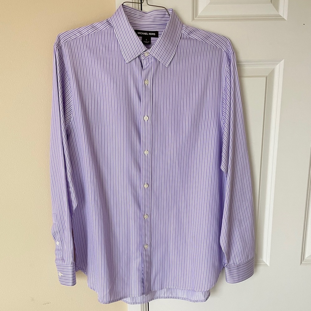 Purple/White Striped Michael Kors Button-down